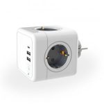 Разветвитель Cube Original 4 Euro 16A, 3 USB 2A+C с блоком 5В/3.0А RocketSocket, цвет белый-серый
