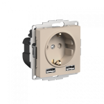 Systeme (Schneider) Electric ATLASDESIGN РОЗЕТКА 16А c 2 USB A+A, 5В/2,4А, 2х5В/1,2А, механизм, ПЕСОЧНЫЙ