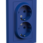 Systeme (Schneider) Electric ATLASDESIGN РОЗЕТКА двойная с заземлением, 16А, в сборе, АКВАМАРИН