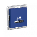 Systeme (Schneider) Electric ATLASDESIGN USB РОЗЕТКА A+С, 5В/2,4А, 2х5В/1,2А, механизм, АКВАМАРИН