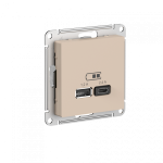 Systeme (Schneider) Electric ATLASDESIGN USB РОЗЕТКА A+С, 5В/2,4А, 2х5В/1,2А, механизм, ПЕСОЧНЫЙ