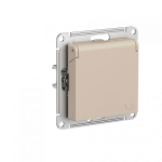 Systeme (Schneider) Electric ATLASDESIGN РОЗЕТКА с заземл. со шторк. с крышкой, 16А, IP20, механизм, ПЕСОЧНЫЙ
