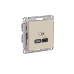 Systeme (Schneider) Electric ATLASDESIGN USB РОЗЕТКА тип-C 65Вт высокоскор.заряд. QC,PD, механизм, ПЕСОЧНЫЙ