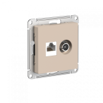 Systeme (Schneider) Electric ATLASDESIGN РОЗЕТКА двойная ТВ + компьютерная RJ45, кат. 5Е, ПЕСОЧНЫЙ