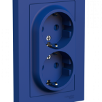 Systeme (Schneider) Electric ATLASDESIGN РОЗЕТКА двойная с заземлением со шторками, 16А, в сборе, АКВАМАРИН