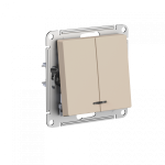 Systeme (Schneider) Electric ATLASDESIGN двухклавишный ВЫКЛЮЧАТЕЛЬ с подсветкой, сх.5а, 10АХ, мех., ПЕСОЧНЫЙ