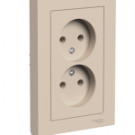 Systeme (Schneider) Electric ATLASDESIGN РОЗЕТКА двойная без заземления,16А, в сборе, ПЕСОЧНЫЙ