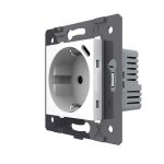 Розетка электрическая с заземлением защитными шторками 16A + USB type C с блоком питания 18W Livolo, цвет белый (механизм)