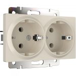 Розетка двойная с заземлением (айвори матовый)