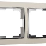 Рамка на 2 поста (слоновая кость/хром)