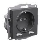 Systeme (Schneider) Electric ATLASDESIGN РОЗЕТКА 16А c 2 USB A+A, 5В/2,4А, 2х5В/1,2А, механизм, БАЗАЛЬТ