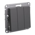 Systeme (Schneider) Electric ATLASDESIGN 3-клавишный ВЫКЛЮЧАТЕЛЬ, сх.1+1+1, 10АХ, механизм, БАЗАЛЬТ