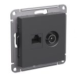 Systeme (Schneider) Electric ATLASDESIGN РОЗЕТКА двойная ТВ + компьютерная RJ45, кат. 5Е, БАЗАЛЬТ