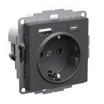 Systeme (Schneider) Electric ATLASDESIGN РОЗЕТКА 16А с 2 USB A+C, 5В/2,4А/3,0А, 2х5В/1,5А, механизм, БАЗАЛЬТ
