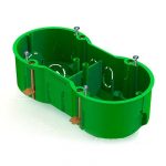 GREENEL Коробка установочная 2-местная 141х70х45мм. для скрытого монтажа в полых стенах (с саморезами, с металлическими зажимами)