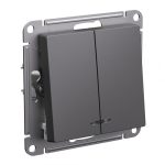 Systeme (Schneider) Electric ATLASDESIGN 2-клавишный ВЫКЛЮЧАТЕЛЬ с подсветкой, сх.5а, 10АХ, механизм, БАЗАЛЬТ