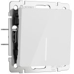 W1112141/ Выключатель одноклавишный проходной с подсветкой (белый акрил)