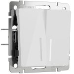 W1122141/ Выключатель двухклавишный проходной с подсветкой (белый акрил)