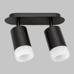 IL.0005.1501-2 BK Светильник GU10 2*10W настенный спот Черный. Плафон акрил Белый матовый