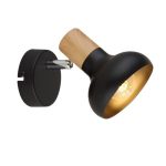 SP.040-11-18 Светильник Спот Е14 1*60Вт, BK+WOOD