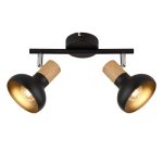 SP.040-52-18 Светильник Спот Е14 2*60Вт, BK+WOOD