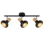 SP.040-53-18 Светильник Спот Е14 3*60Вт, BK+WOOD