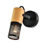 SP.045-11-18 Спот настенно-потолочный E14 1*40W черный+светлое дерево