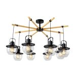 MD.23044-8-S-BK+WOOD Люстра потолочная Е27 8*60W дерево+черный