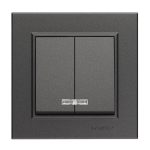 Makel Karea дымчатый выключатель 2-клавишный с подсветкой