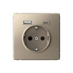 Systeme Electric ARTGALLERY РОЗЕТКА 16А с 2 USB A+C, 5В/2,4А/3,0А, 2х5В/1,5А, механизм, ШАМПАНЬ