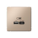 Systeme Electric ARTGALLERY USB РОЗЕТКА A + тип-C 45Вт высокоскор.заряд. QC, PD, механизм, ПЕСОЧНЫЙ