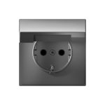Systeme Electric ARTGALLERY РОЗЕТКА с заземл. со шторк. с крышкой, 16А, IP20, механизм, СТАЛЬ