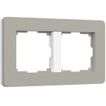 Рамка на 2 поста Split (дымчатый/белый, soft-touch)