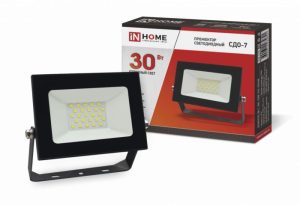 INHOME Прожектор сд СДО-7 30Вт 230В 6500К IP65 черный
